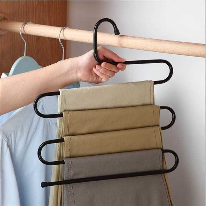 5 Layer Metal Hanger | Space Saving Multi Layer Clothes Hanger | Heavy Duty Hanging Rack for Clothes