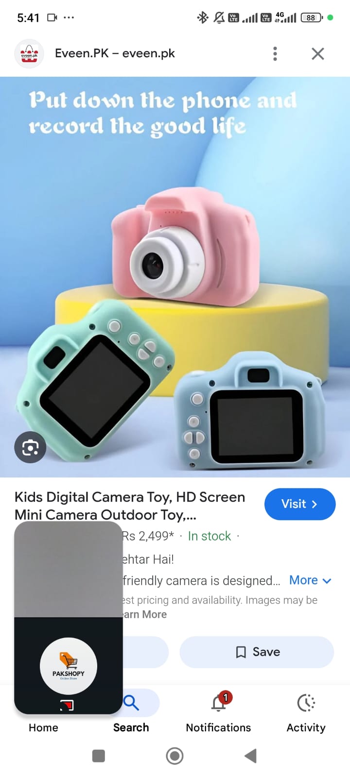 Kids Digital Camera with HD Display & Fun Stickers – Cute Blue Mini Camera for Children 📸