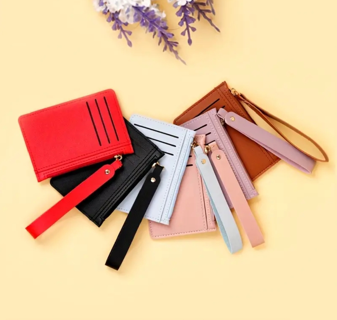 Women's Minimalist Credit Card Holder Solid Color Clutch Wallet Portable Simple Coin Purse