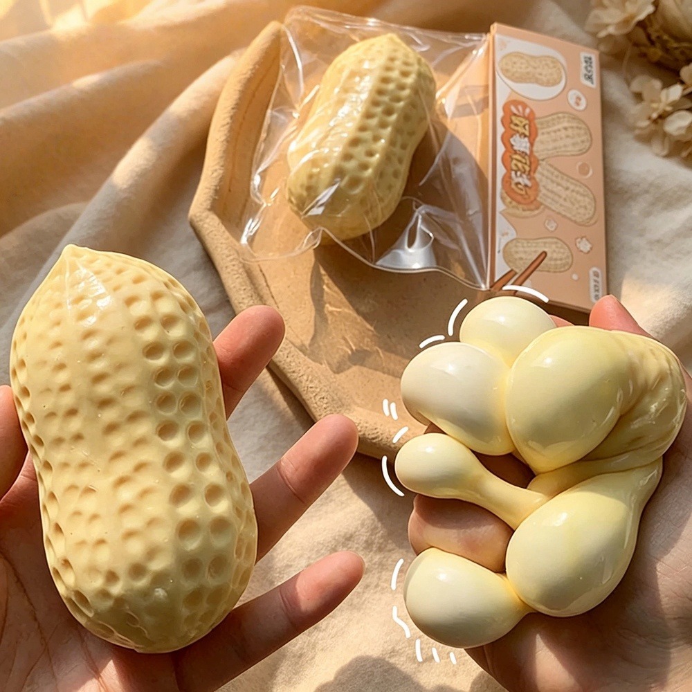 Peanut Squishy Toy Stress Ball Crunchy Squeeze Ball Buttery-Soft Feel Fidget Toy Asmr Sensory Anti Stress Toys  For Adult