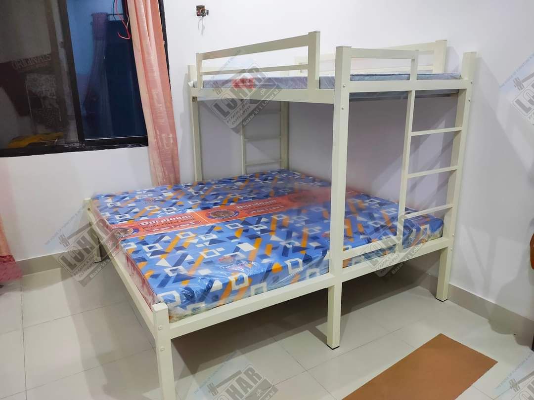 Metal Bunk Bed over Full Bed / Iron Loft over Queen Size Bunker