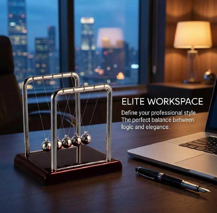Sealive Newton’s Cradle – Large Steel Balls Balance Pendulum | Office Desk Decor | Educational STEM Toy