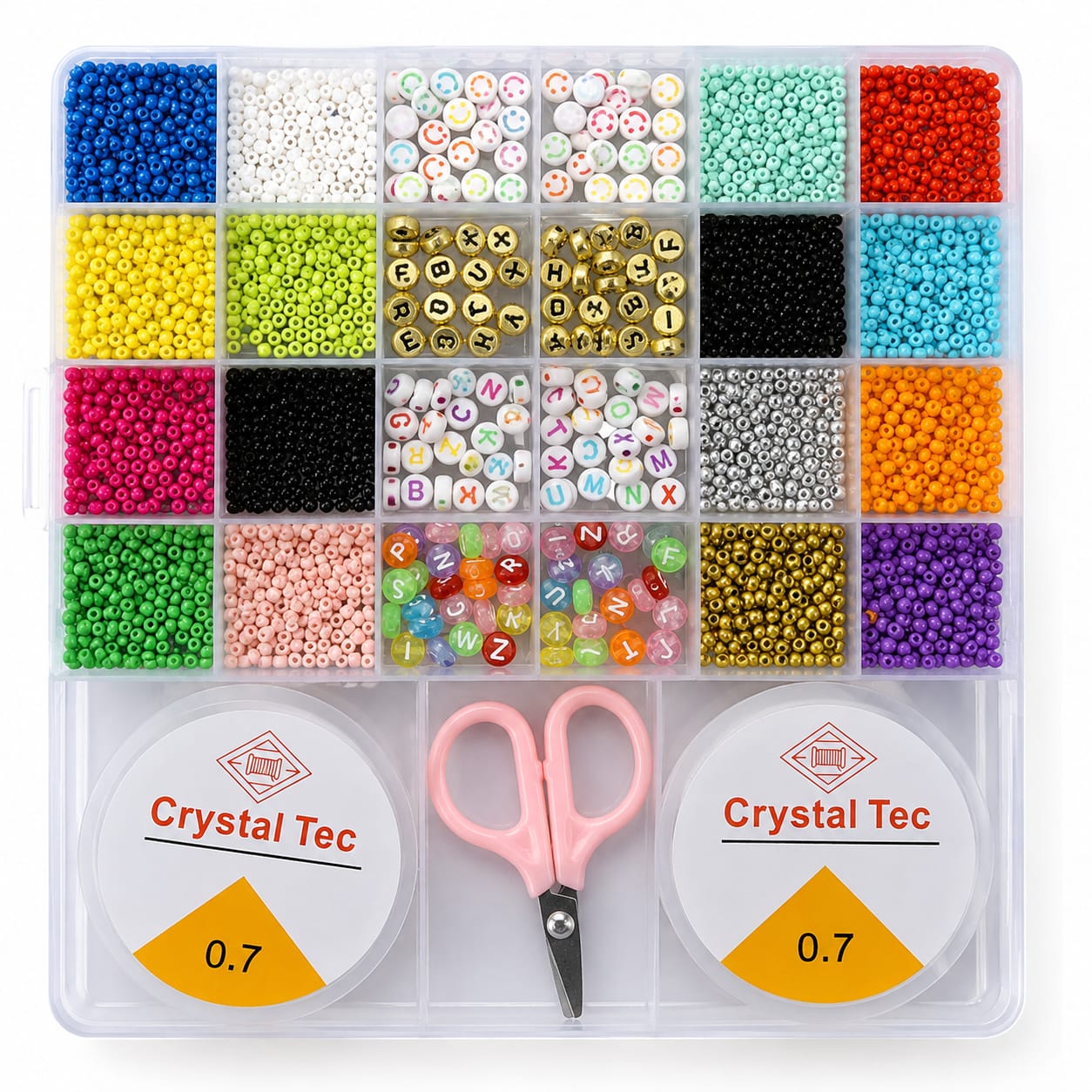 DIY Jewelry Making Beads Kit with Organizer Box | Colorful Seed Beads, Alphabet & Letter Beads with Scissors | Bracelet Necklace Making Craft Kit