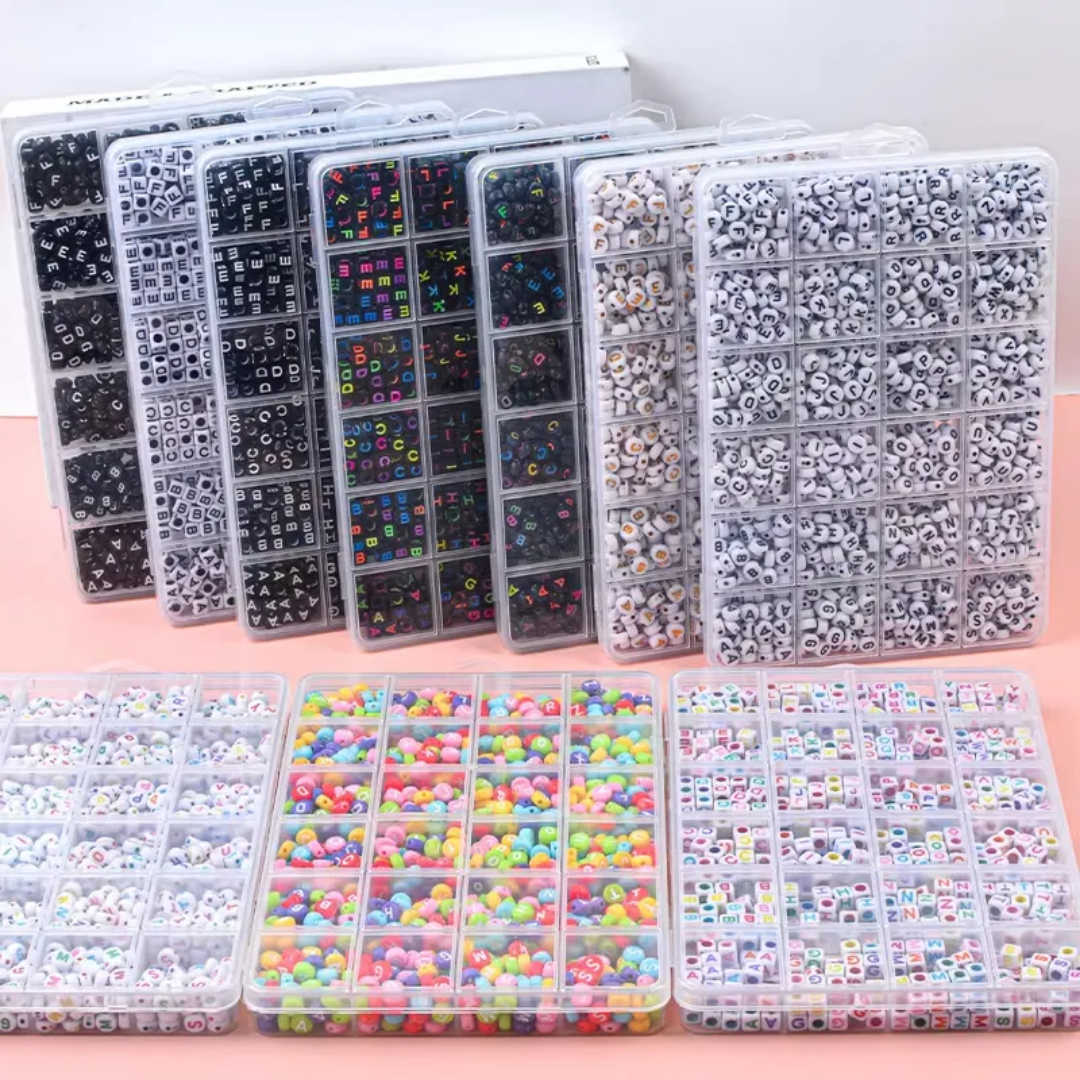 100/200/300/500Pcs Mixed Number Letter Beads Acrylic Square Alphabet Beads For DIY Jewelry Making Handmade Bracelet Accessories