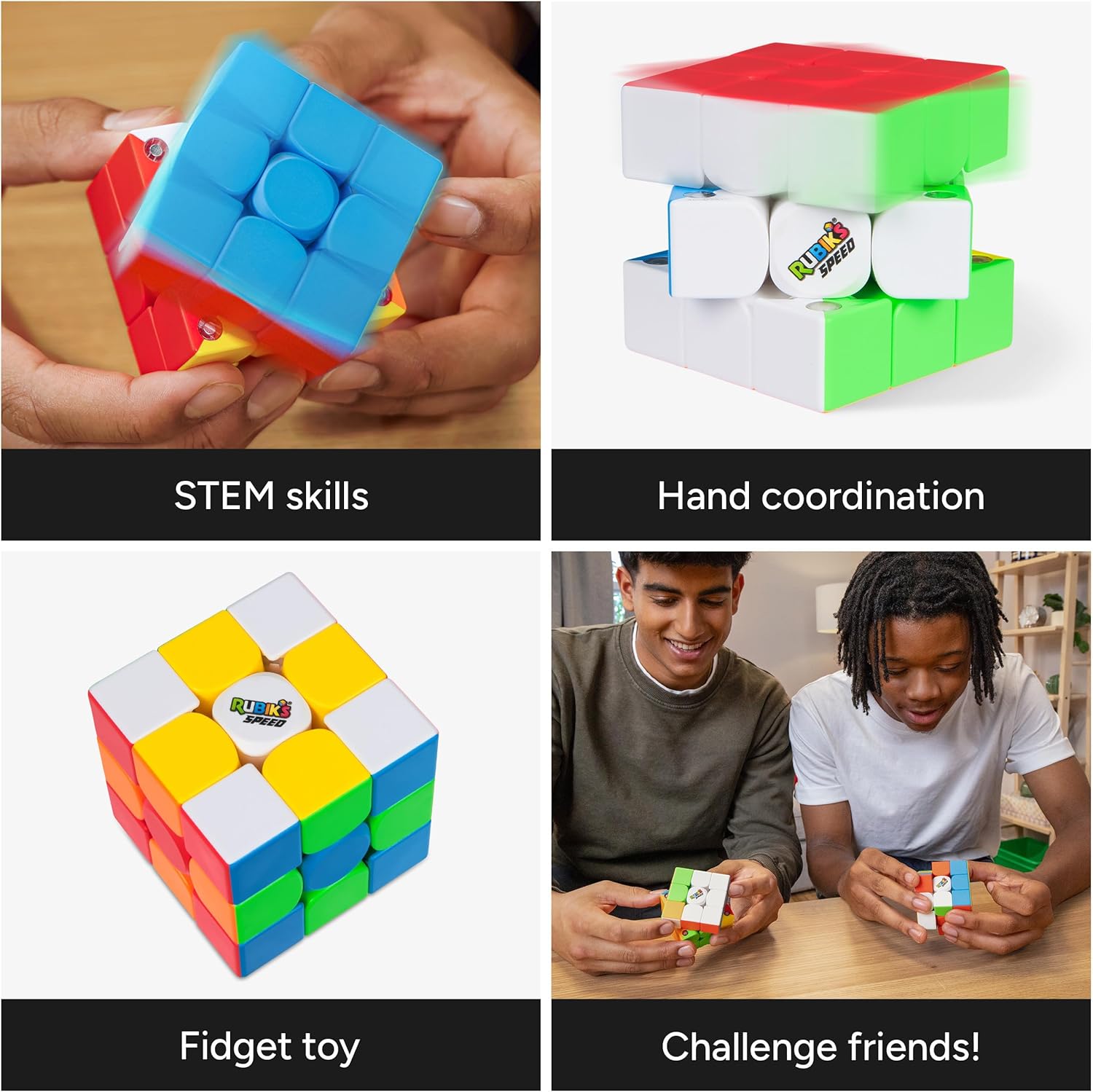3x3 Rubik’s Speed Cube - Smooth Fast Turning Magic 3D Puzzle Toy for Kids & Adults | Educational Brain Teaser Logic Mind Game (Multicolor Rubix Rubic Cube)