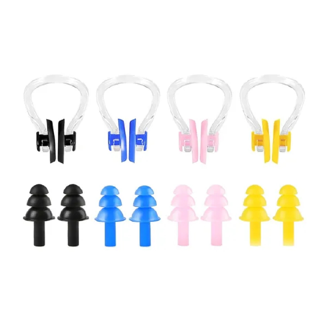 Swimming silicone nose clip with ear plugs