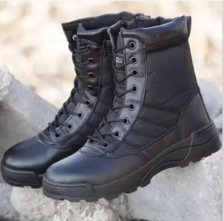 Premium Military Style Combat Boots | Army , Security Guard Shoes | Tactical Long Ankle Durable Outdoor Boots for Men