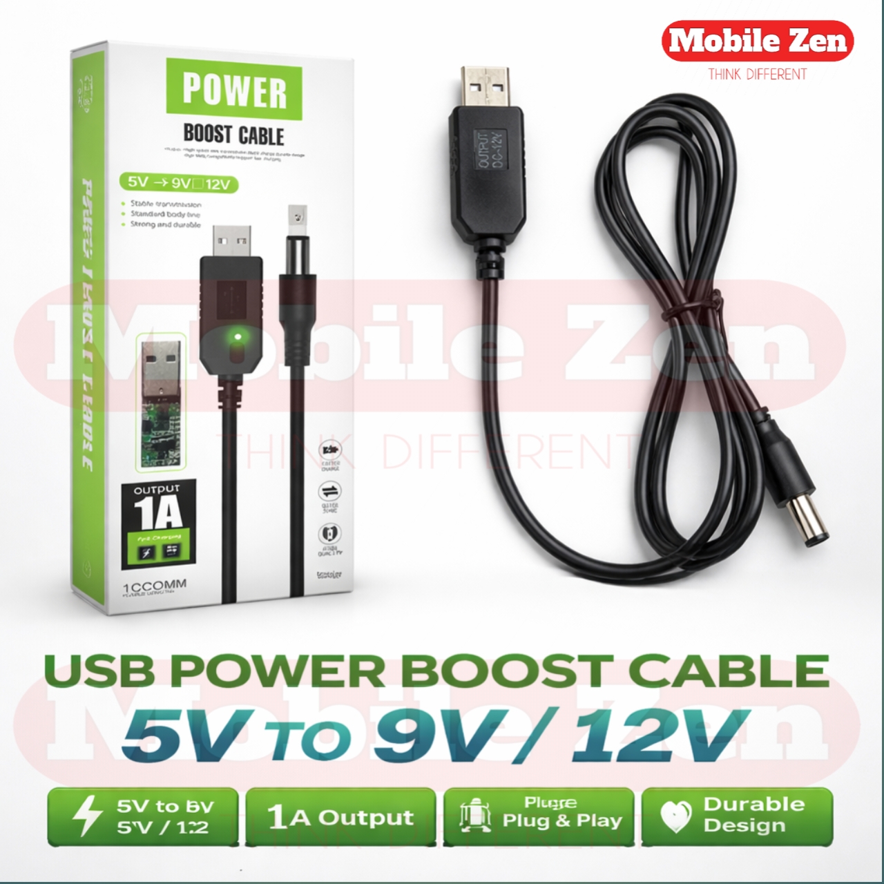 USB Power Boost Cable 5V to 9V / 12V DC Converter 1A Step-Up Lead for Router LED CCTV MOBILE ZEN