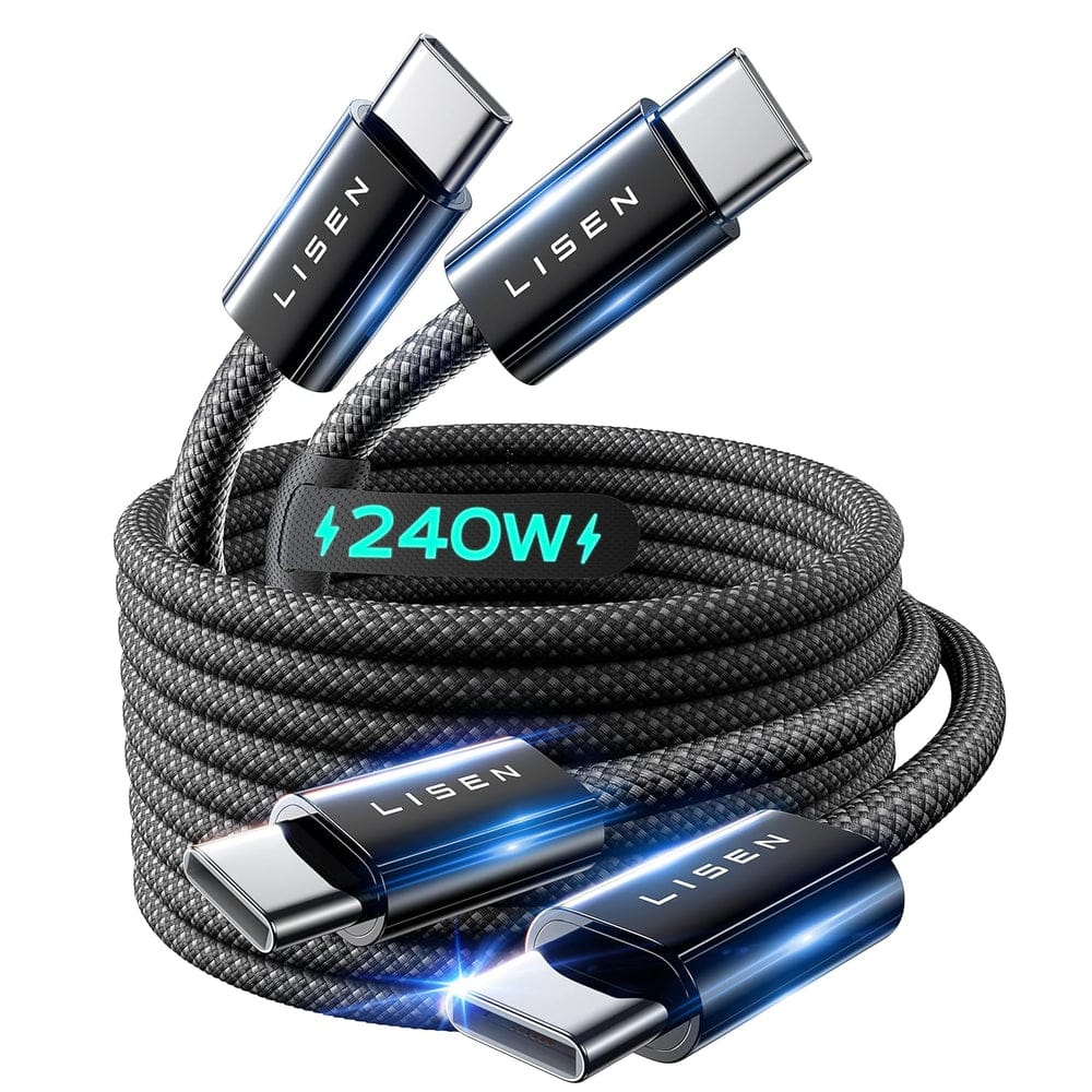 💯 Original LISEN 240W (2M) Length USB C to USB C Cable, 240W Fast Charging Type C Charger Cord (6.6FT) Braided USBC Charging Cords Universal Compatibility with All Mobiles