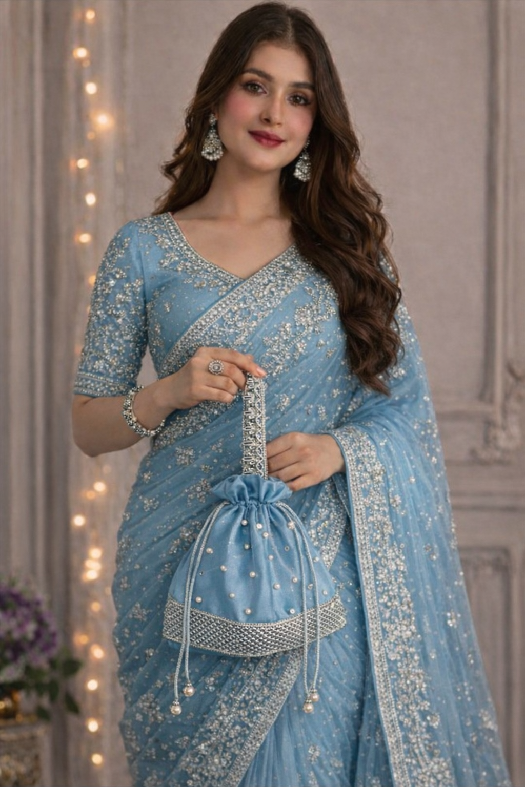 Fancy embroidered clutch/potli bag for wedding parties designer traditional potli gol bag with Handmade Gota work