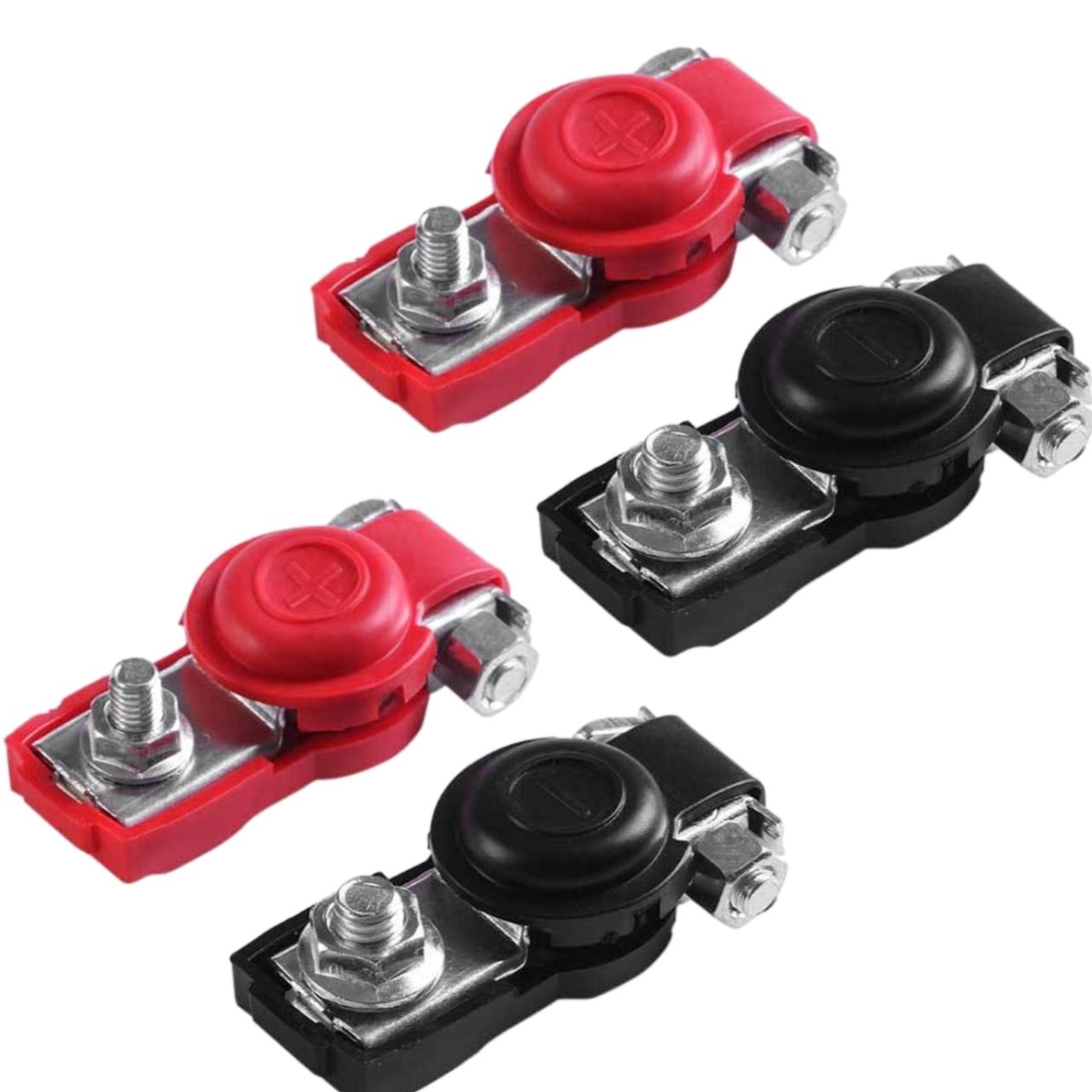 4 PCS Battery Terminal 2 Black 2 RED Car truck Battery Terminal  Battery Connector Clamps heavy duty battery Connectors with Plastic safety cover Dust prof battery Terminal