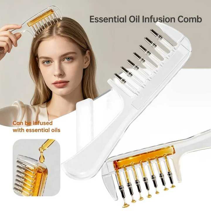 Scalp Liquid Applicator Comb – Refillable Hair Oil & Serum Dispensing Massage Comb with Roller Balls for Hair Root Treatment & Growth