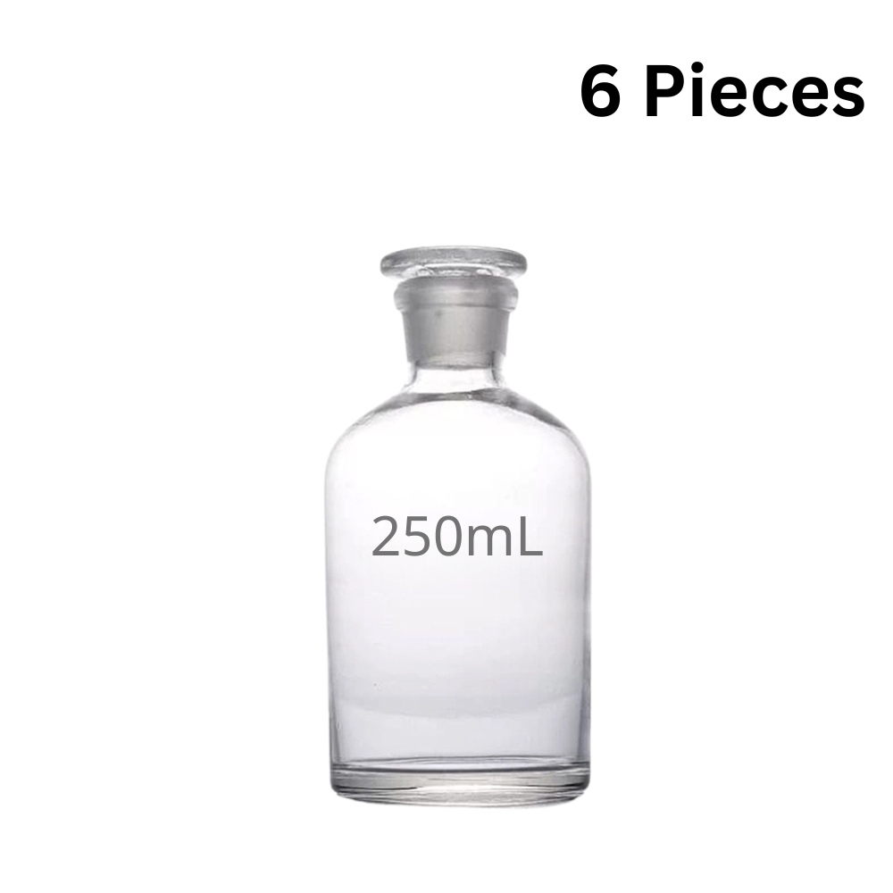 Reagent Bottle Narrow Mouth with Stopper 250ml (1 – Pcs) – Clear