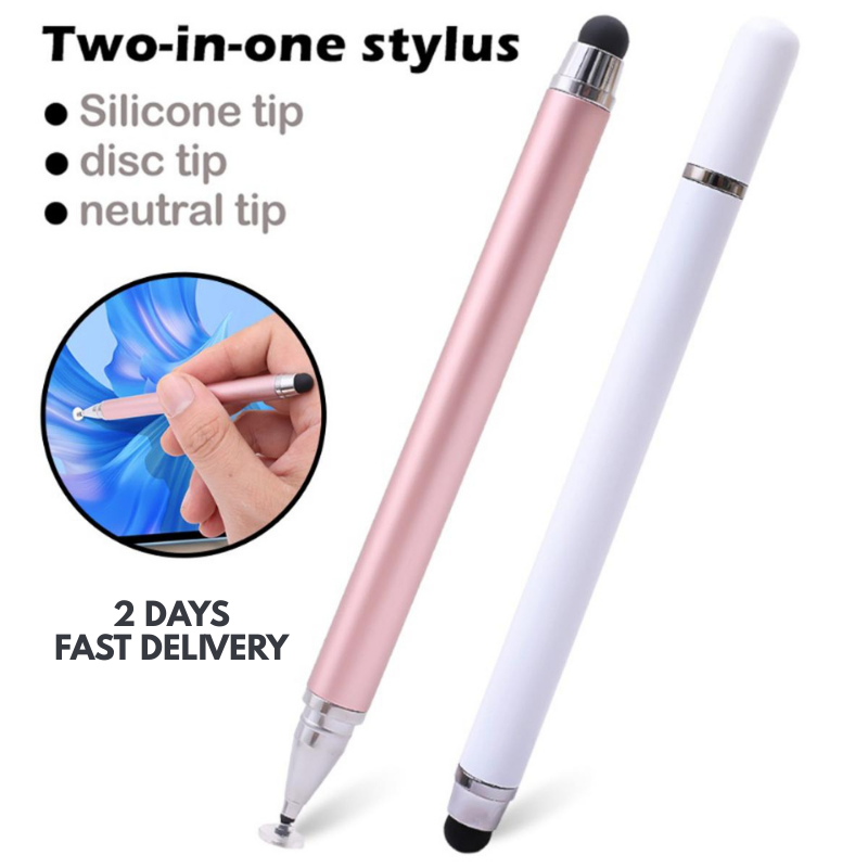 2 In 1 Stylish Universal Practical Dual-use Capacitive Tablet Stylus Pen Exquisite Double-headed Silicone Disc Drawing Tablet Phone Capacitor Pen - The Quality Club price in Pakistan