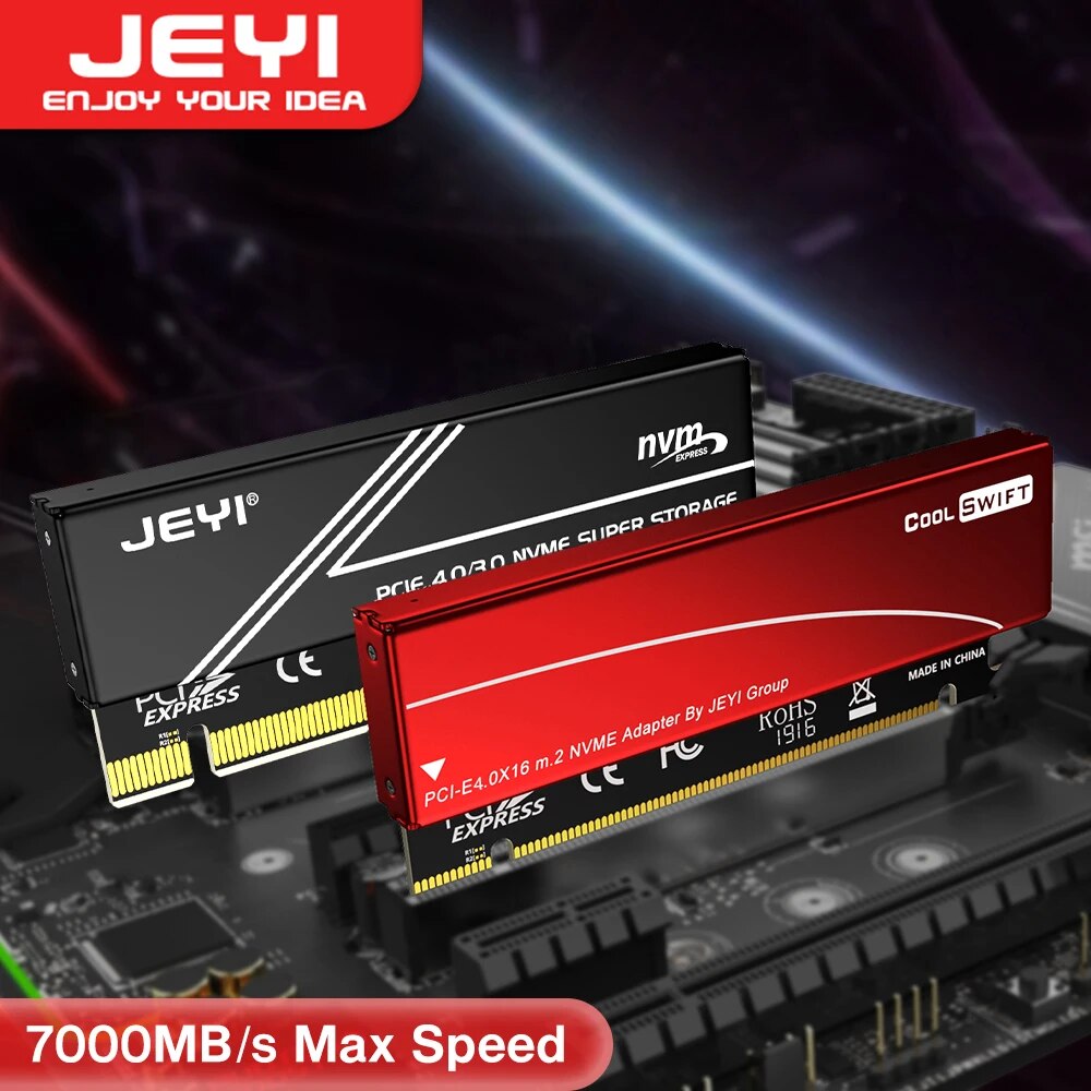 JEYI M.2 NVME To PCIE 4.0 X16 Adapter, PCIe X16 Gen4 Expansion Card with Aluminum Heatsink Case, For  980 PRO, 970 EVO