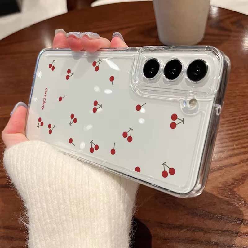 Cherry Bowknot Clear Case For   A57 A27 A37 A17 A16 A56 A36 A26 A15 A55 A54 S26 S24 S23 S22 Ultra Plus S25 FE Cover