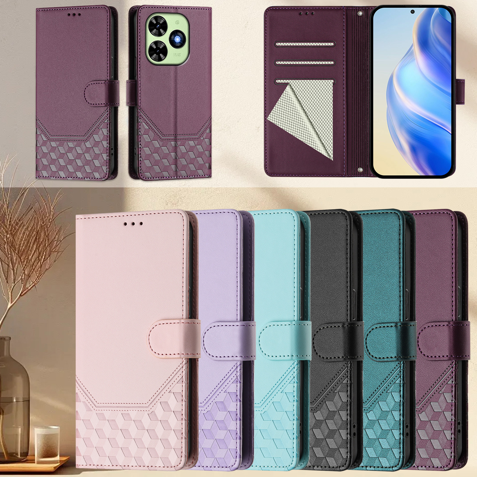 3D Leather Phone Wallet Case Book For Infinix Hot 50i 40i 30i Note 50 40 30 Pro Smart 9 8,Tecno Spark 30C 20C 10C 20 10 Go Cover