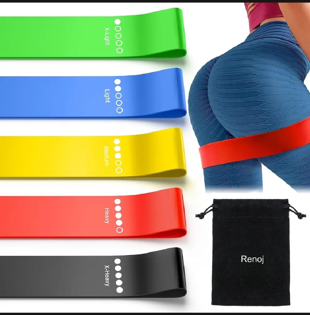 5PCS Resistance Bands Set for Workout – Non-Slip Hip Bands for Gym, Yoga, Squats & Home Fitness (Light to X-Heavy)
