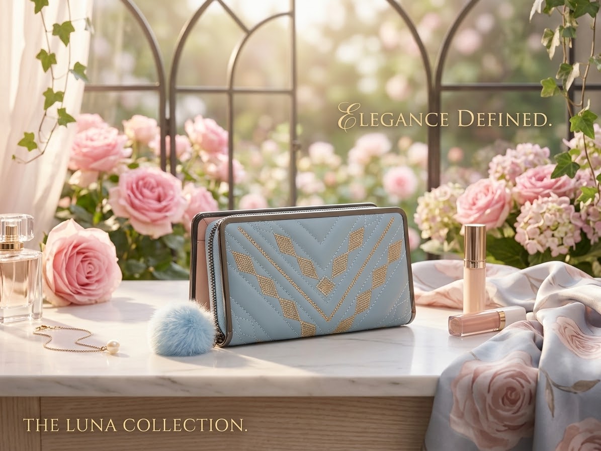 Beautiful Leather Fashion Hand Bags Wallet Clutches With Long Zippe
