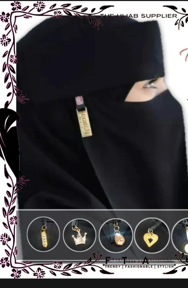 saudi hijaab with naqaab patti |.  naqaab for girls | fresh chiffon naqaab patti with head brouch