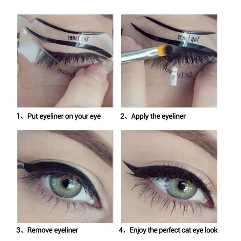 Pack of 2 & 1  Eyeliner Stencils Winged Eyeliner Stencil Models Template Shaping Tools Eyebrows Template Card Eye Shadow Makeup Tool
