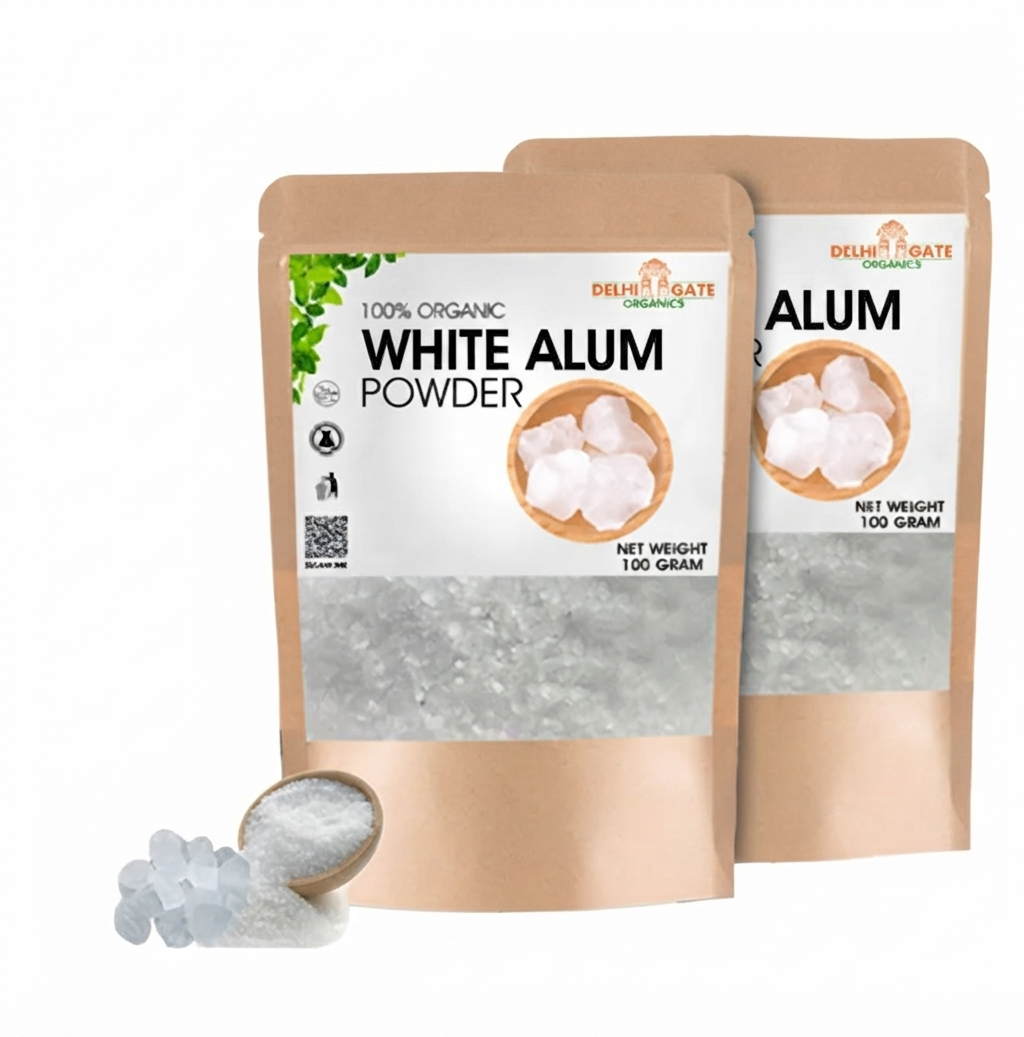 Delhi Gate Organics White Alum (Phitkari) Powder 100g | Pack of 1 & 2 | Natural Skin Care Powder