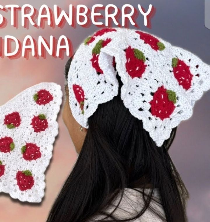 Handmade Crochet Bandana Head Scarf Boho Hair Accessory