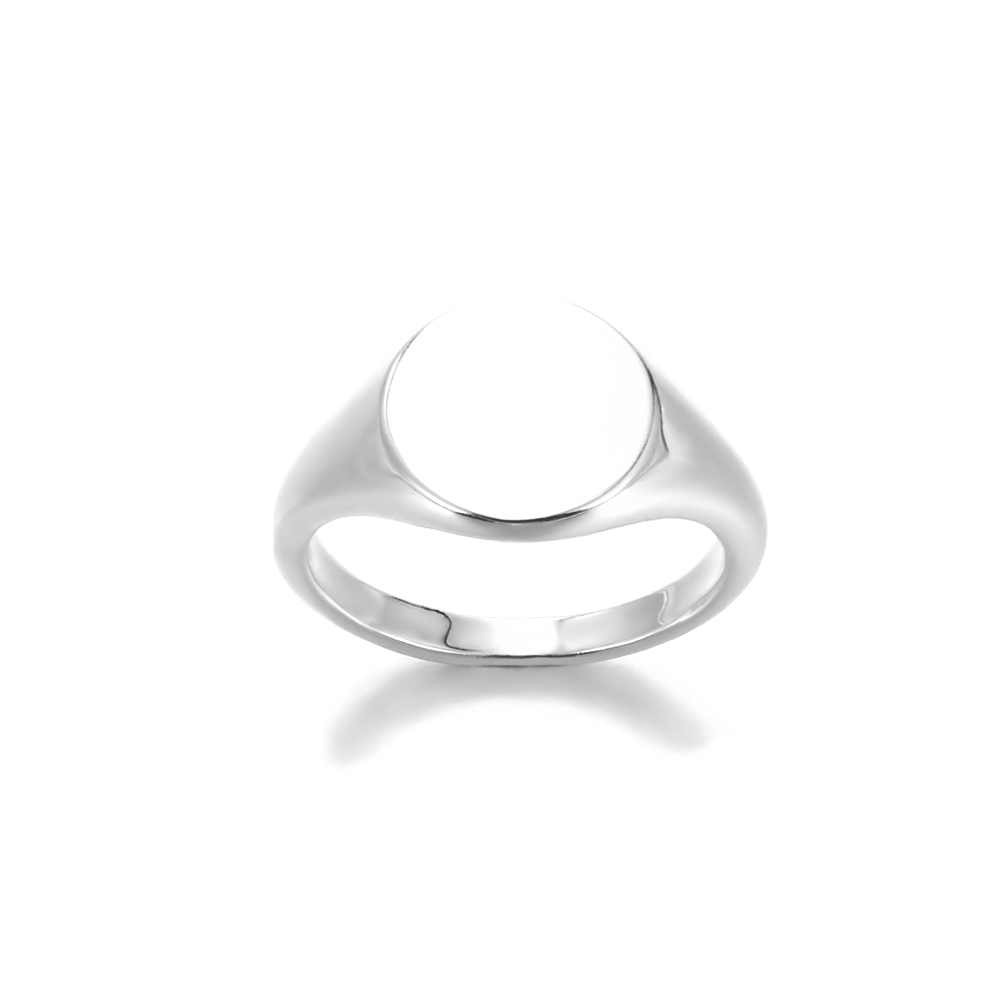 Round Signet Rings For Women Men Stainless Steel Gold Color Ring Couple Family Ring Jewelry  For Mother's Day Father's Day