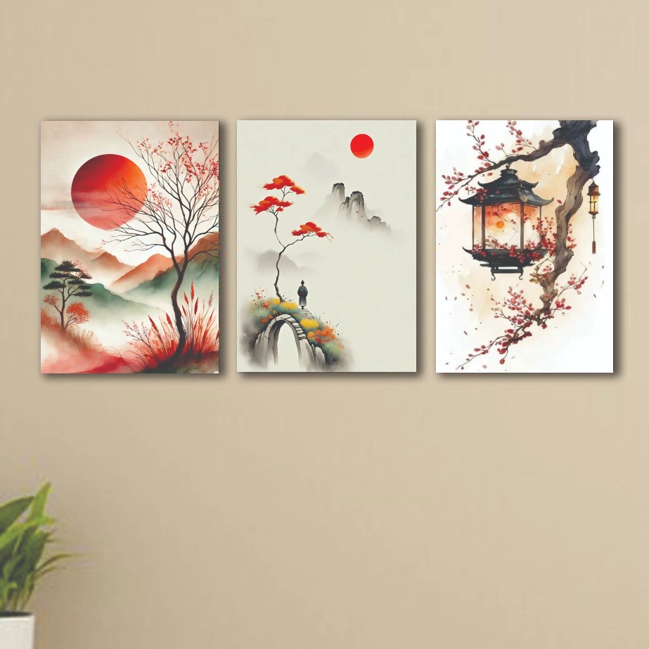 Set of 3 Japanese Theme | Nature Wall Art