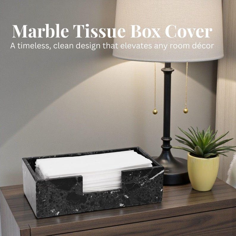 Premium Black Marble Tissue Box Holder 2