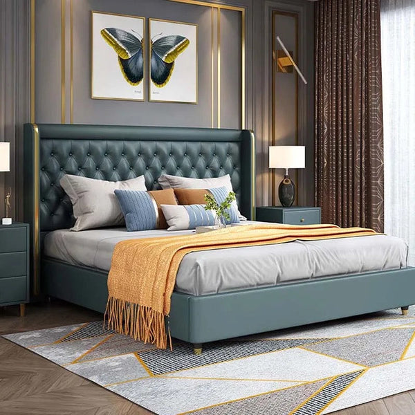 Bedroom Furniture Set Modern Italian Design Upholstered King Size Storage Beds