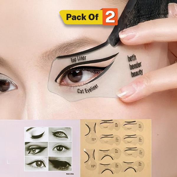 Pack of 2 & 1  Eyeliner Stencils Winged Eyeliner Stencil Models Template Shaping Tools Eyebrows Template Card Eye Shadow Makeup Tool