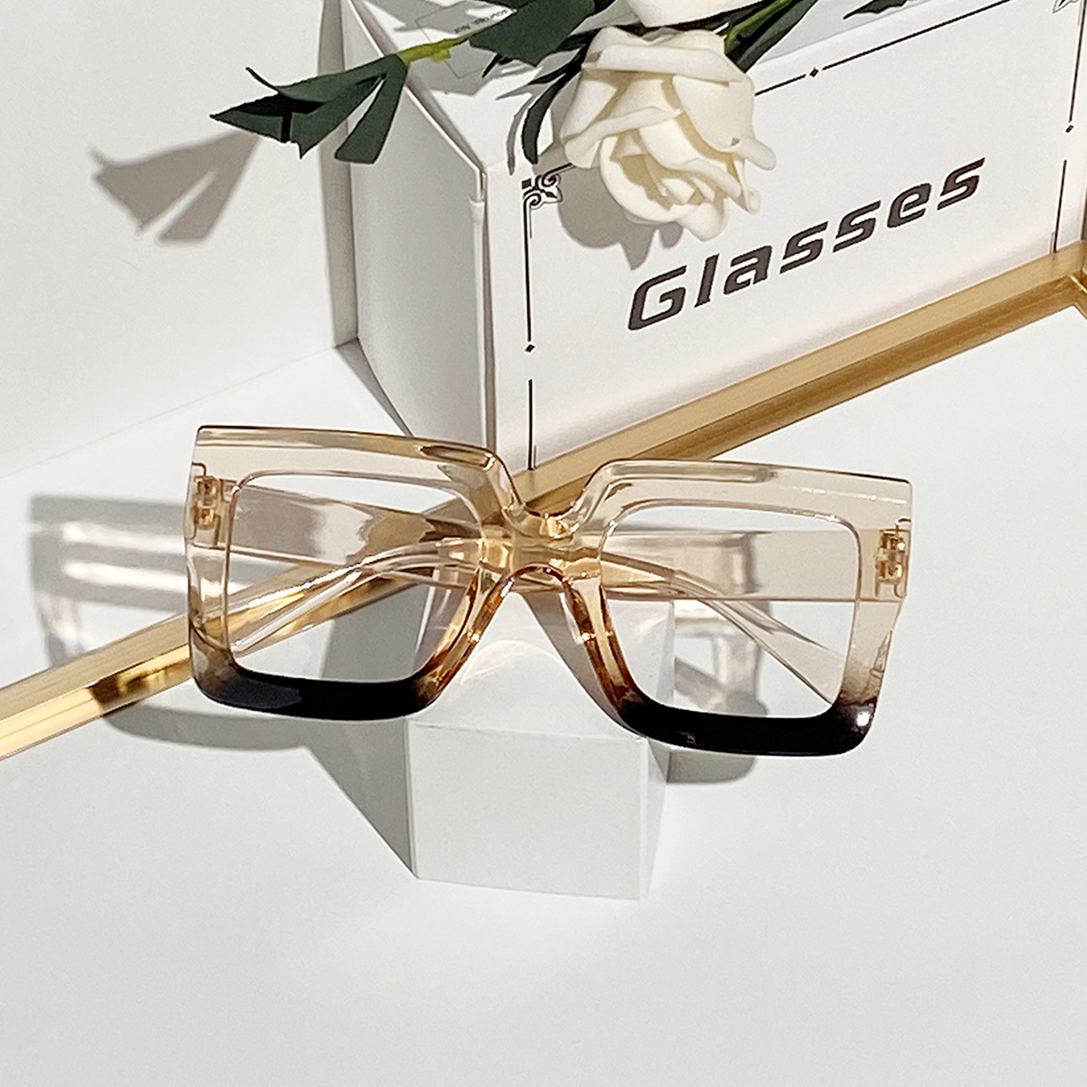 Large Frame Clear Lens Classic Glasses Trendy Square Computer Eyeglass Decorative Eyeglasses Spectacles for Women Men