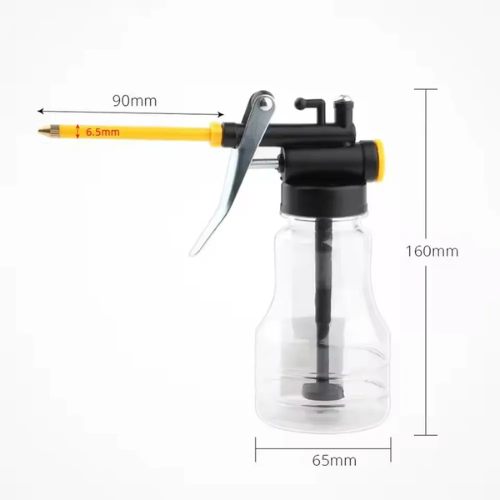 Oiler Lubricator Machine Oil Pump 200ml Transparent Plastic Bottle Pot Refueling Pot Injector Tool Grease Gun with 150mm Mouth