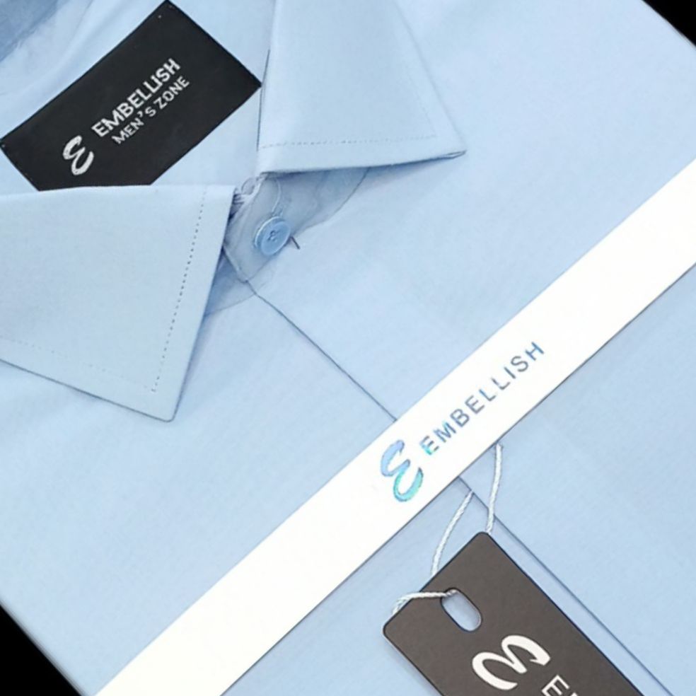 Embellish Imported Fabric (Sky Blue) Formal & Casual Shirt For Men (Cotton)