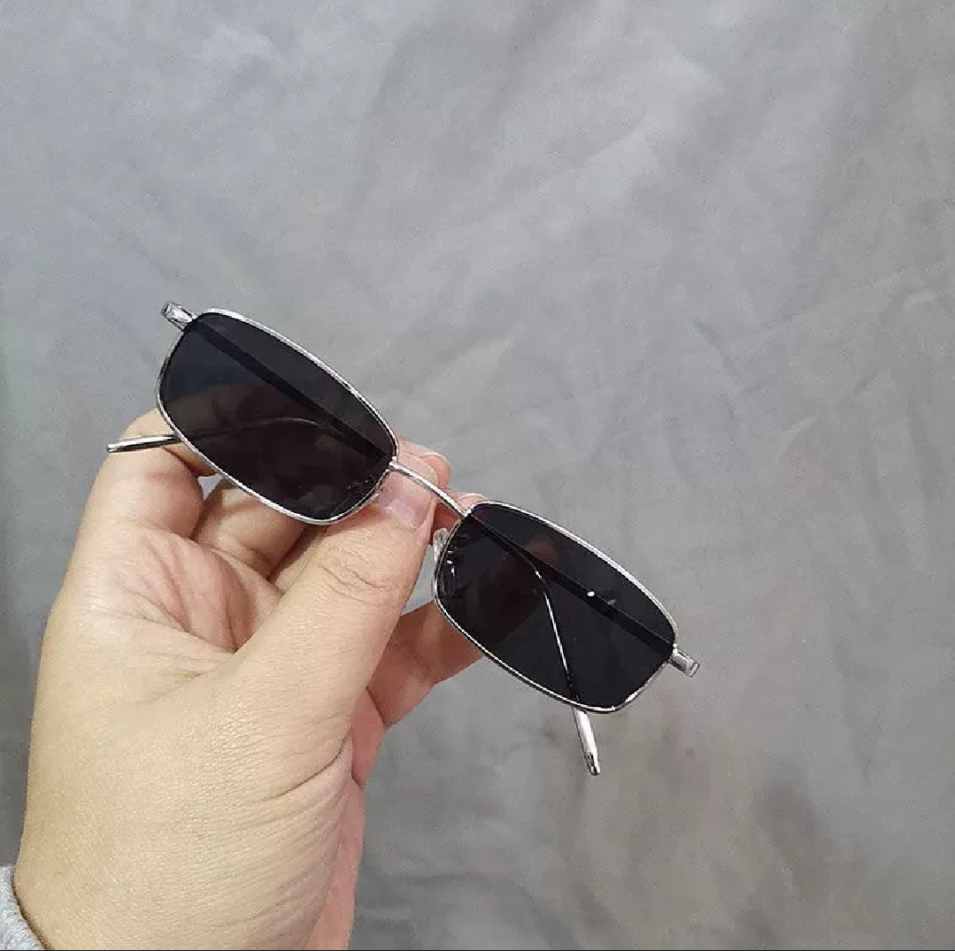 Looma Small Rectangular Metal Sunglasses for Men and Women, Gojo Satoru Style Sunglasses Inspired by Iconic Anime Fashion, Premium Unisex Narrow Rectangle Glasses with Sleek Metal Frame