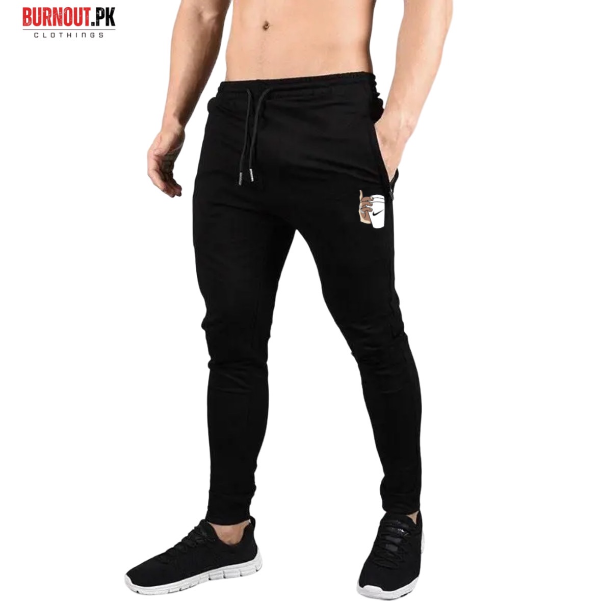 BURNOUT.PK NEW TRENDY SUMMER COLLECTION BLACK PRINTED TROUSER FOR MENS