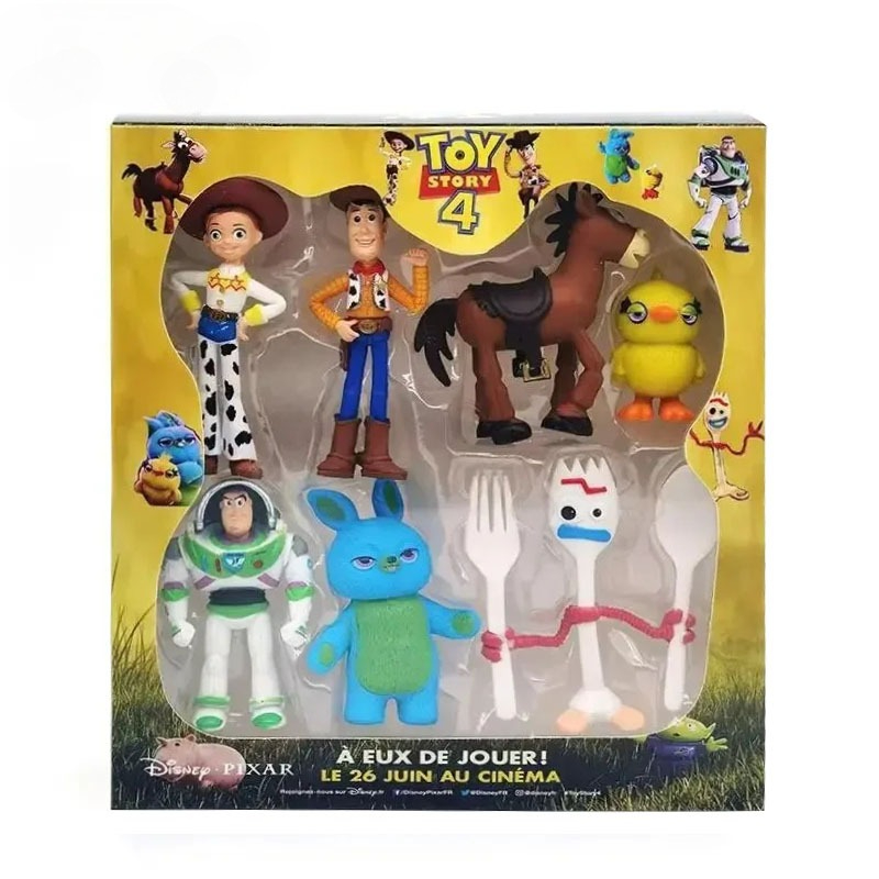 7Pcs Toy Story 4 Action Figures Toy Woody Jessie Buzz Lightyear Forky Pig Bear Figura Model Doll Figurine Boy Birthday  S