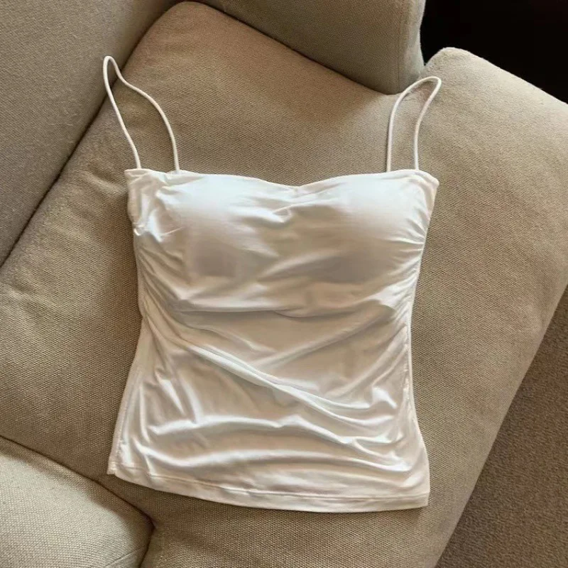  Sleeveless Tank Tops Women Casual Vest Crop Camisole Seamless Sports Underwear with Chest Pads Summer Female Bra Lingerie