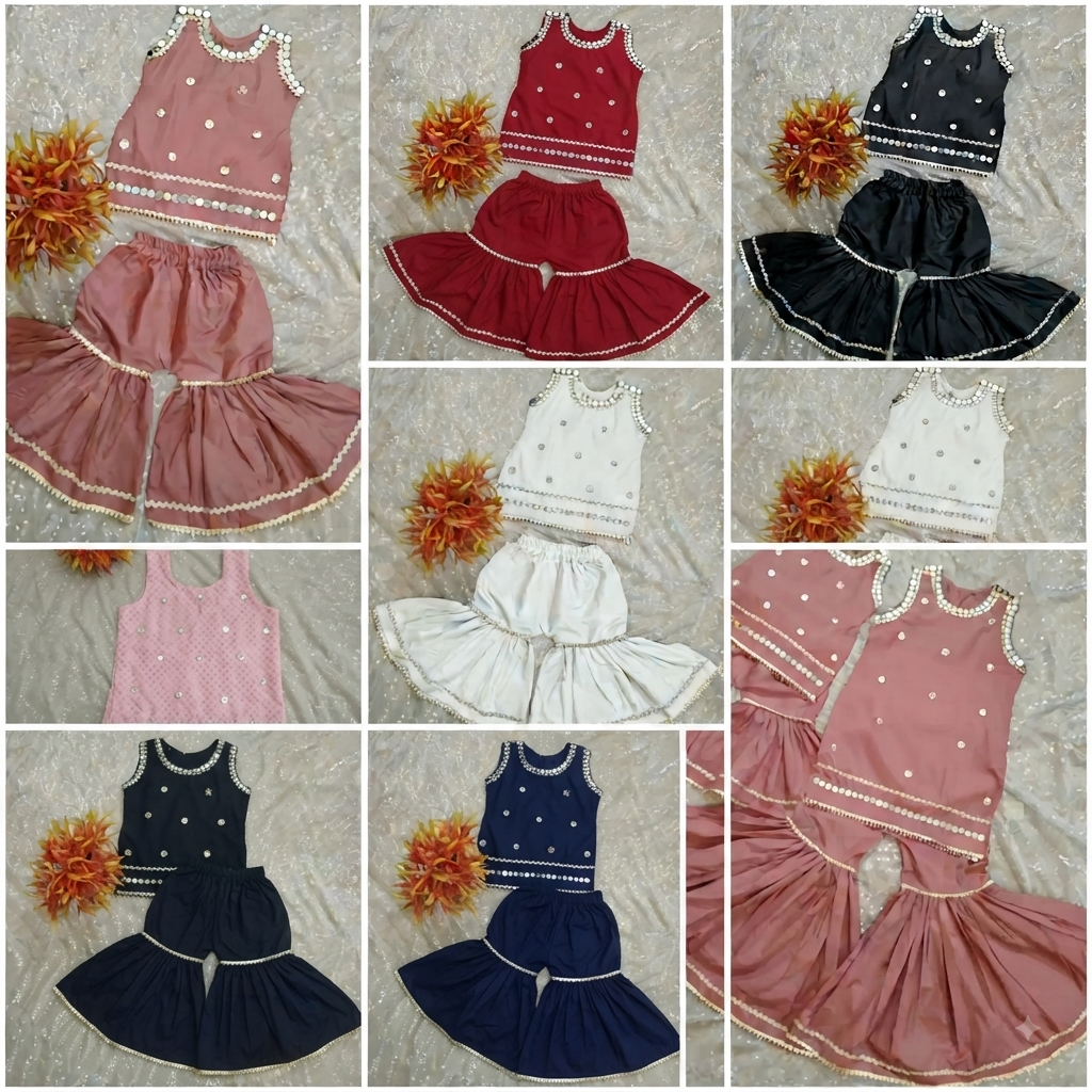 new stylish silk pink dress for girls with gharara shalwar and mirror Golden work tol class quality stuff