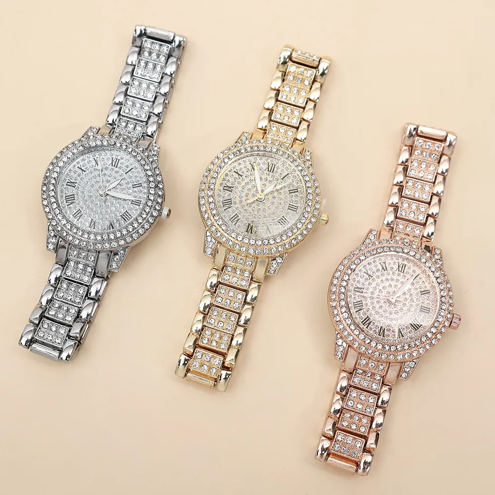 HOT DEAL NO1 Luxury Rhinestone Ladies Watch Gypsophila Quartz Watches Alloy Strap Crystal Watch Digtal Clock Wrist Watches