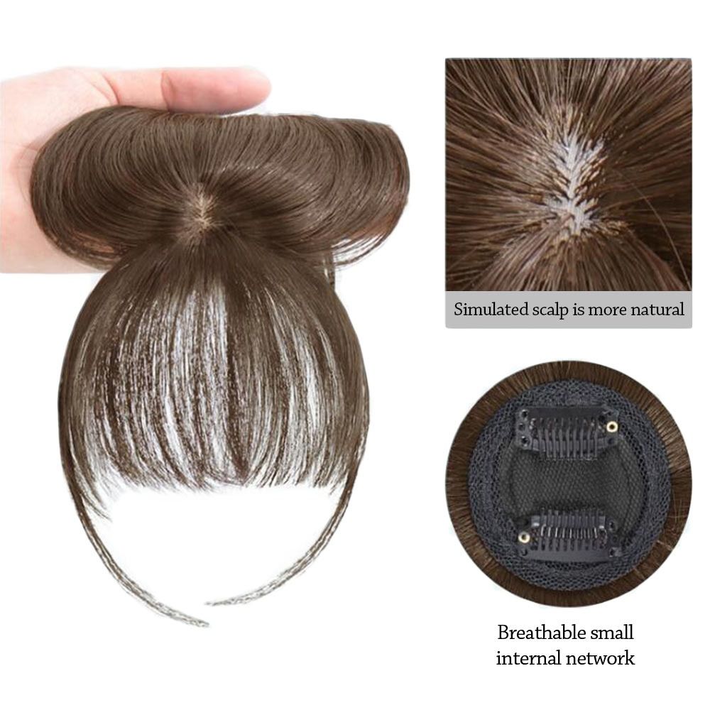 Fashion 3D Natural Bangs Invisible Middle Part False Bangs Synthetic Clip-In Side Fringe Hairpieces Women