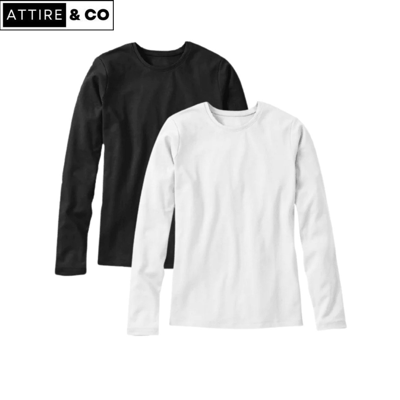 ATTIRE & CO New Premium Quality Pack Of Two plain Black White Full Sleeves Tshirts For Mens And Womens