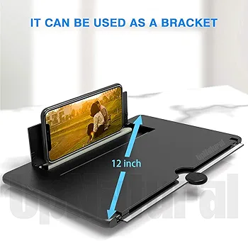 Yilu 12'' Screen Magnifier, 3D Lens Pull-Out Screen Magnifier For Movies, Videos, And Gaming, Mobile Phone Magnifier with Screen Amplifier，Supports All Smartphones