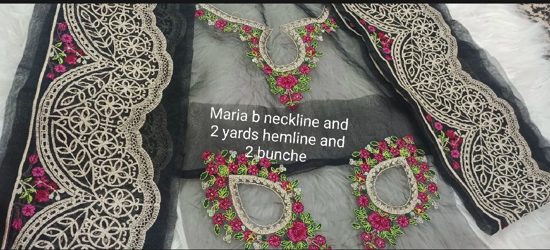 Maria B Exclusive Necklines with 2 yards hemline and 2 bunches complete set