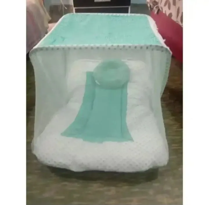 Best export Quality Fancy Baby Sleeping bag with Mosquito net Embroided Frill Crib for 8 months.fant Portable Folding Baby Cots Net Infant Sleeping Bag - baby bistar gaddi - baby nest bed accessories for baby, bistar infant newborn baby 8 Months Only