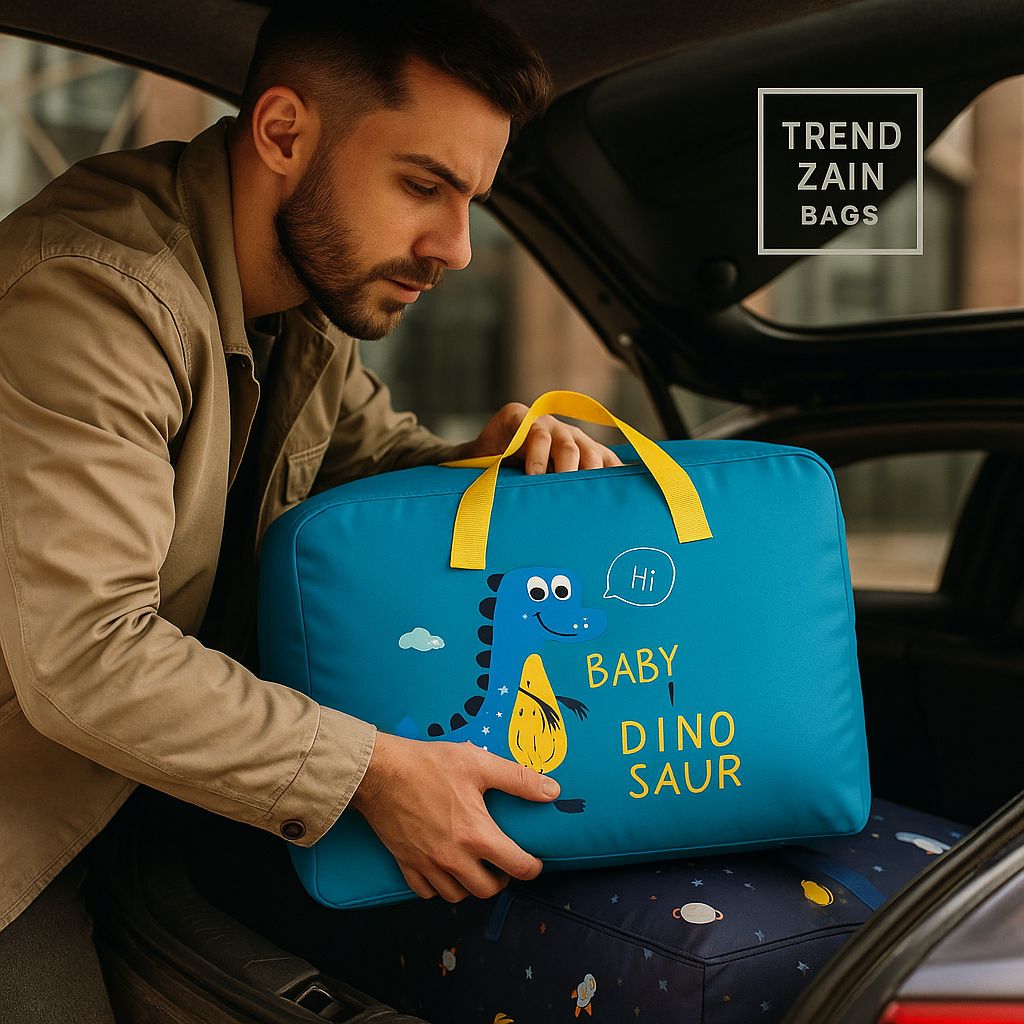 Baby Dinosaur Storage Bag for Kids – Large Capacity Travel Organizer with Zipper – Lightweight & Foldable – Cute Cartoon Design