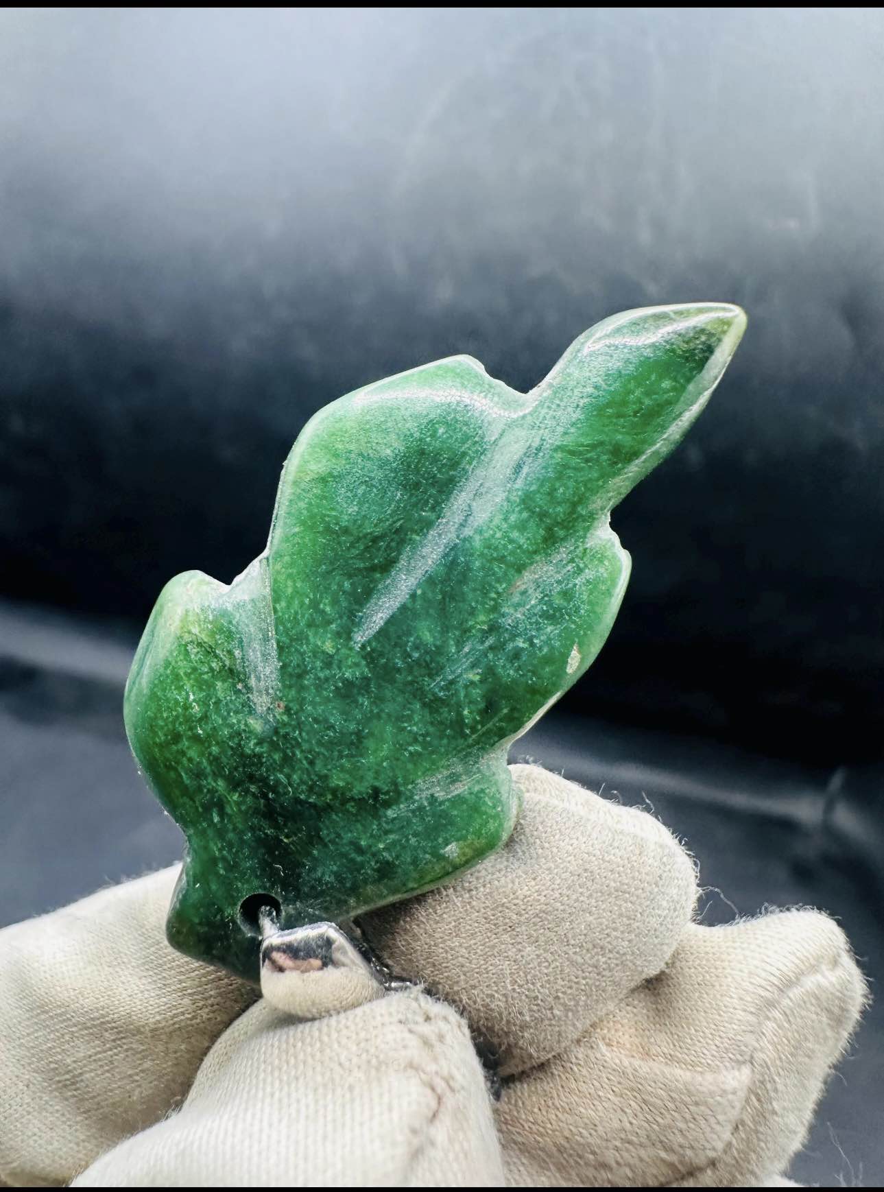 Natural Nephrite Jade Leaf Pendant Necklace Handmade Green Gemstone 925 Sterling Silver Healing Crystal Jewelry Gift for Her & Unisex