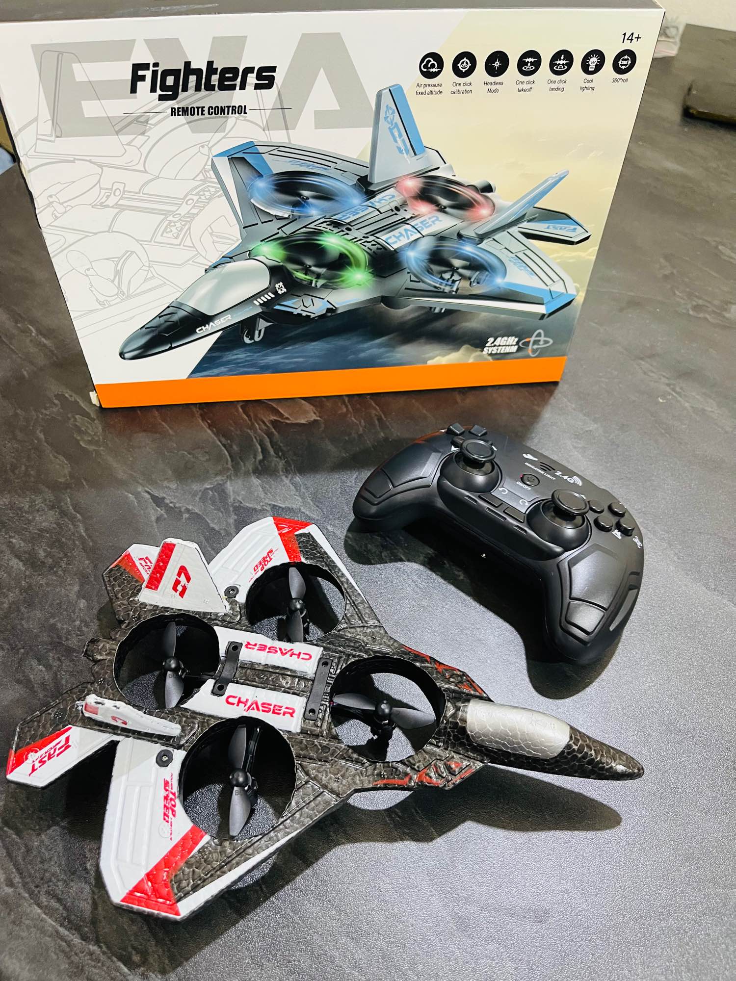 RC Jet Drone Fighter Stunt Plane – 6-Channel Remote Control Aircraft with Lights & 360° Flip