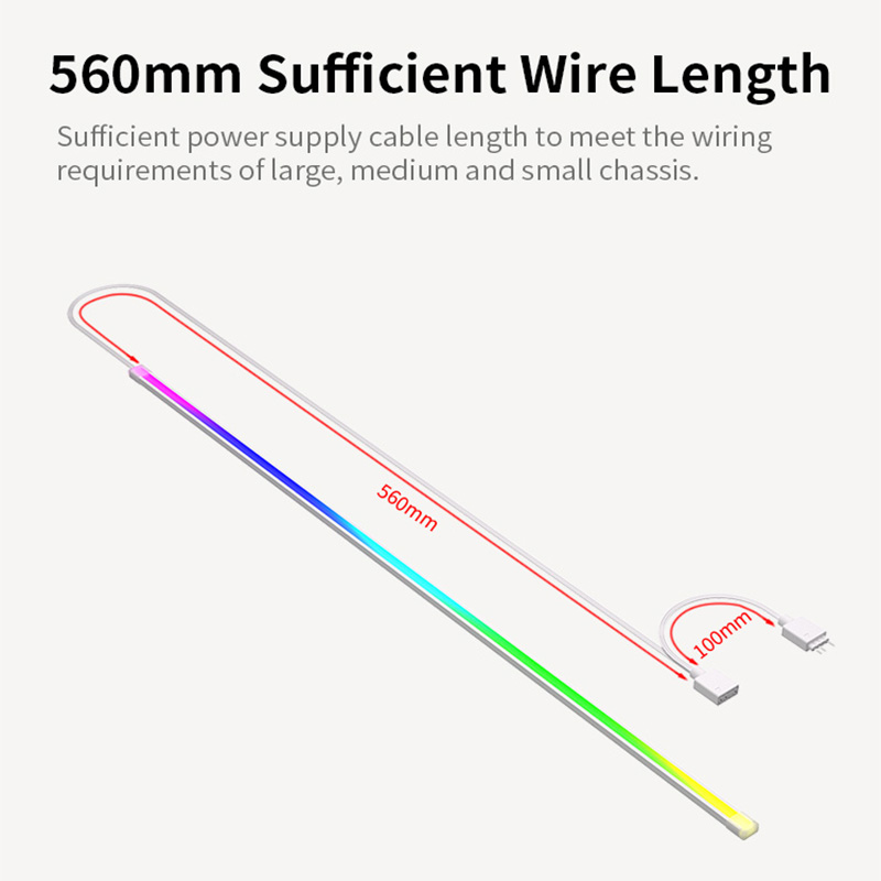 COOLCIRC 40cm LED Strip Computer Light Bar 5V/3PIN ARGB Motherboard Light-Strip Colorful Atmosphere DIY Lamp Bar for PC